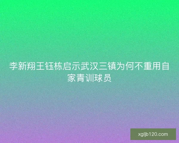 李新翔王钰栋启示武汉三镇为何不重用自家青训球员