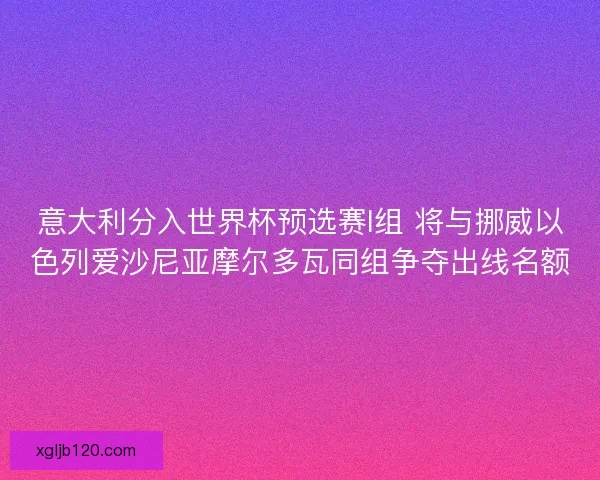意大利分入世界杯预选赛I组 将与挪威以色列爱沙尼亚摩尔多瓦同组争夺出线名额
